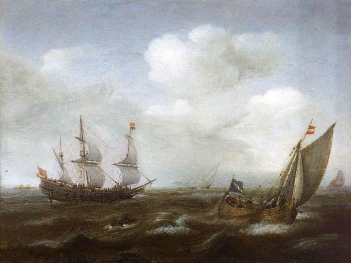 Hendrik Cornelisz. Vroom A Dutch Ship and Fishing Boat in a Fresh Breeze Germany oil painting art